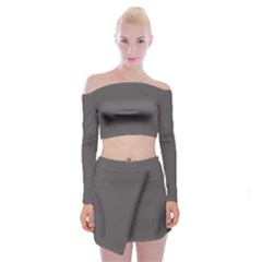 Carbon Grey	 - 	off Shoulder Top With Mini Skirt Set