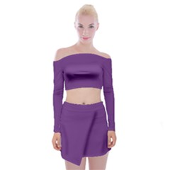 Eminence Purple	 - 	off Shoulder Top With Mini Skirt Set by ColorfulWomensWear