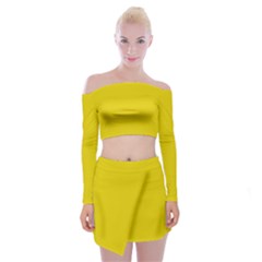 Corn Yellow	 - 	off Shoulder Top With Mini Skirt Set