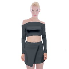 Gunmetal Grey	 - 	off Shoulder Top With Mini Skirt Set