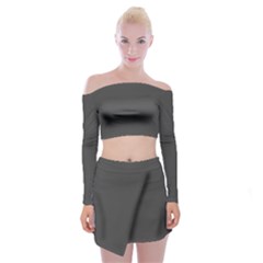 Iron Grey	 - 	off Shoulder Top With Mini Skirt Set