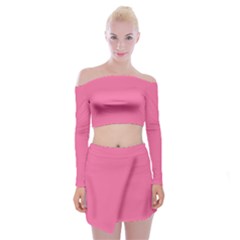 Cyclamen Pink	 - 	off Shoulder Top With Mini Skirt Set