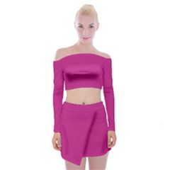 Dark Carnation Pink	 - 	off Shoulder Top With Mini Skirt Set