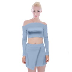 Soft Cerulean	 - 	off Shoulder Top With Mini Skirt Set