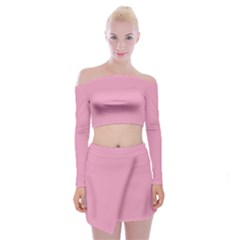 Prism Pink	 - 	off Shoulder Top With Mini Skirt Set