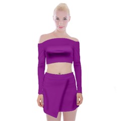 Lollipop Purple	 - 	off Shoulder Top With Mini Skirt Set