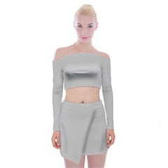 Silver Sand Grey	 - 	off Shoulder Top With Mini Skirt Set