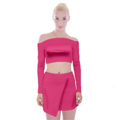 Razzmatazz Pink	 - 	off Shoulder Top With Mini Skirt Set