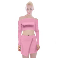 Sweet Lilac Pink	 - 	off Shoulder Top With Mini Skirt Set