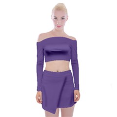 Ultra Violet Purple	 - 	off Shoulder Top With Mini Skirt Set