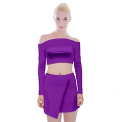 Violet Purple	 - 	off Shoulder Top With Mini Skirt Set