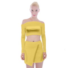 Primrose Yellow	 - 	off Shoulder Top With Mini Skirt Set