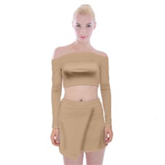 Soft Sand	 - 	off Shoulder Top With Mini Skirt Set