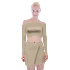 Warm Sand	 - 	off Shoulder Top With Mini Skirt Set by ColorfulWomensWear