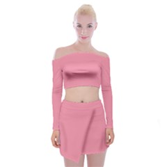 Berry Ice	 - 	off Shoulder Top With Mini Skirt Set