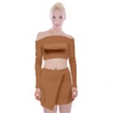 Meerkat Brown	 - 	Off Shoulder Top with Mini Skirt Set View1