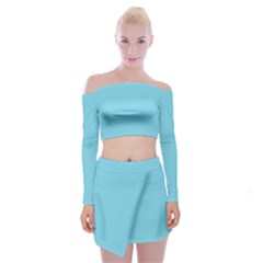 Middle Blue	 - 	off Shoulder Top With Mini Skirt Set