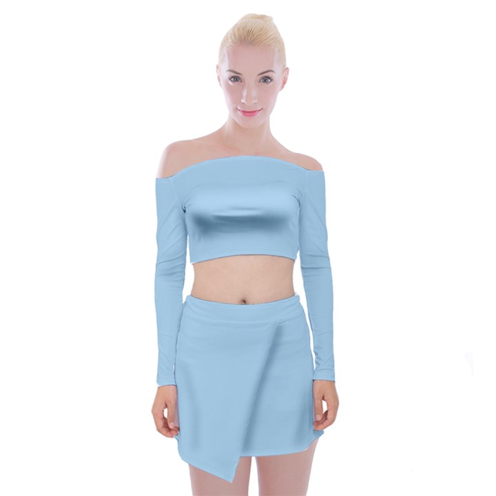 Jeans Blue	 - 	Off Shoulder Top with Mini Skirt Set