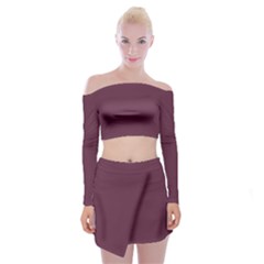 Wine Dregs	 - 	off Shoulder Top With Mini Skirt Set