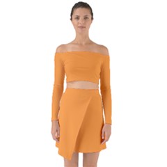 Deep Saffron Orange	 - 	off Shoulder Top With Skirt Set by ColorfulWomensWear