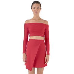 Amaranth Red	 - 	off Shoulder Top With Skirt Set by ColorfulWomensWear