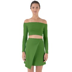 Light Seaweed Green	 - 	off Shoulder Top With Skirt Set by ColorfulWomensWear