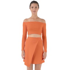 Construction Cone Orange	 - 	off Shoulder Top With Skirt Set by ColorfulWomensWear