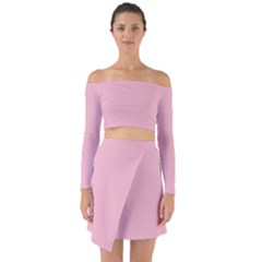 Crepe Pink	 - 	Off Shoulder Top with Skirt Set