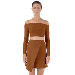 Rust Orange	 - 	off Shoulder Top With Skirt Set by ColorfulWomensWear