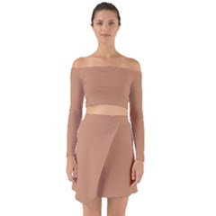 Sand Stone Brown	 - 	off Shoulder Top With Skirt Set by ColorfulWomensWear