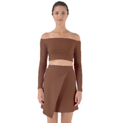 Toffee Brown	 - 	off Shoulder Top With Skirt Set by ColorfulWomensWear