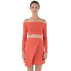 Soda Orange	 - 	off Shoulder Top With Skirt Set by ColorfulWomensWear