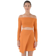 Tangerine Orange	 - 	off Shoulder Top With Skirt Set by ColorfulWomensWear