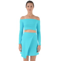 Celeste Blue	 - 	off Shoulder Top With Skirt Set by ColorfulWomensWear