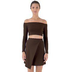 Chocolate  Brown	 - 	off Shoulder Top With Skirt Set by ColorfulWomensWear