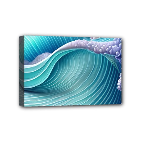 Pastel Sea Waves Mini Canvas 6  X 4  (stretched) by GardenOfOphir