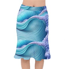 Pastel Sea Waves Short Mermaid Skirt by GardenOfOphir