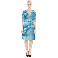 Pastel Sea Waves Wrap Up Cocktail Dress by GardenOfOphir