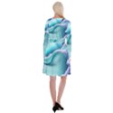 Pastel Sea Waves Long Sleeve Velvet Front Wrap Dress View2