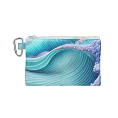 Pastel Sea Waves Canvas Cosmetic Bag (small) by GardenOfOphir