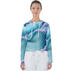 Pastel Sea Waves Women s Slouchy Sweat by GardenOfOphir