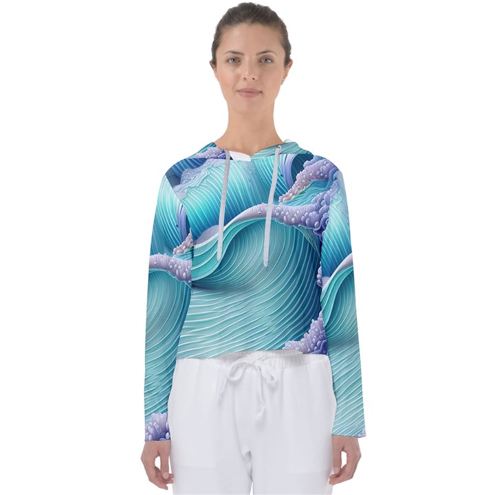 Pastel Sea Waves Women s Slouchy Sweat