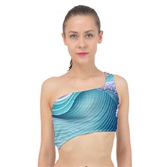 Pastel Sea Waves Spliced Up Bikini Top  by GardenOfOphir