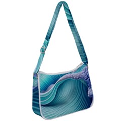 Pastel Sea Waves Zip Up Shoulder Bag by GardenOfOphir