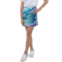 Pastel Sea Waves Kids  Tennis Skirt by GardenOfOphir