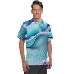 Pastel Sea Waves Men s Polo Tee by GardenOfOphir