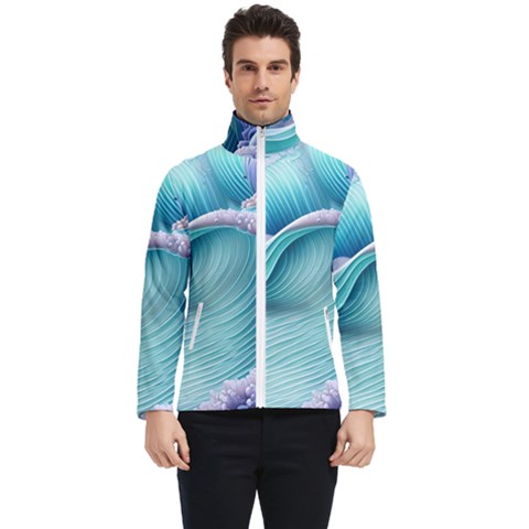 Pastel Sea Waves Men s Bomber Jacket by GardenOfOphir