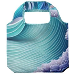 Pastel Sea Waves Foldable Grocery Recycle Bag by GardenOfOphir