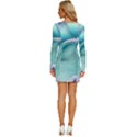 Pastel Sea Waves Long Sleeve Square Neck Bodycon Velvet Dress View4