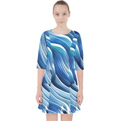 Sunny Ocean Wave Quarter Sleeve Pocket Dress by GardenOfOphir